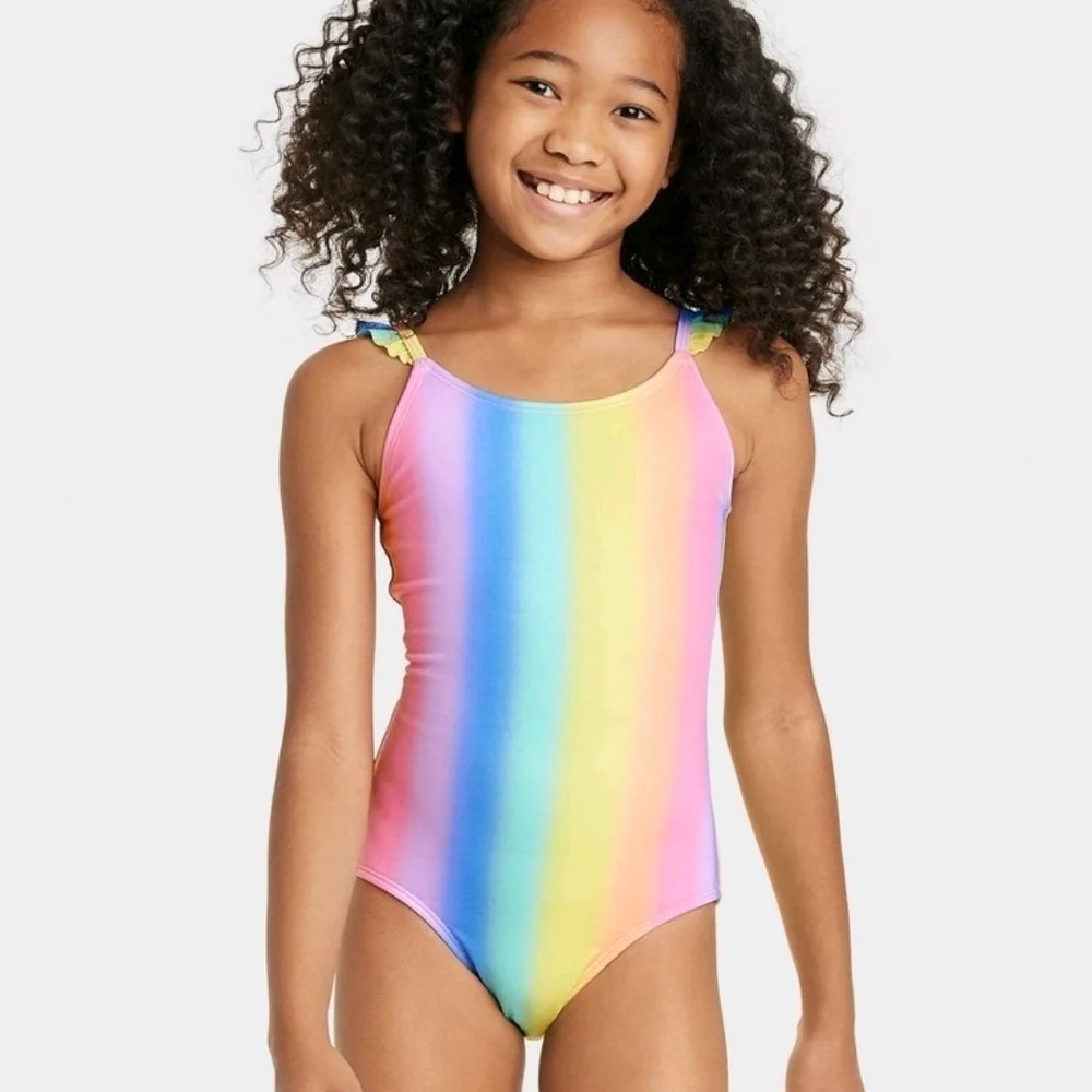 NWT Cat & Jack Girl's Daydream Ombre 1 PC Swimsuit XL 14